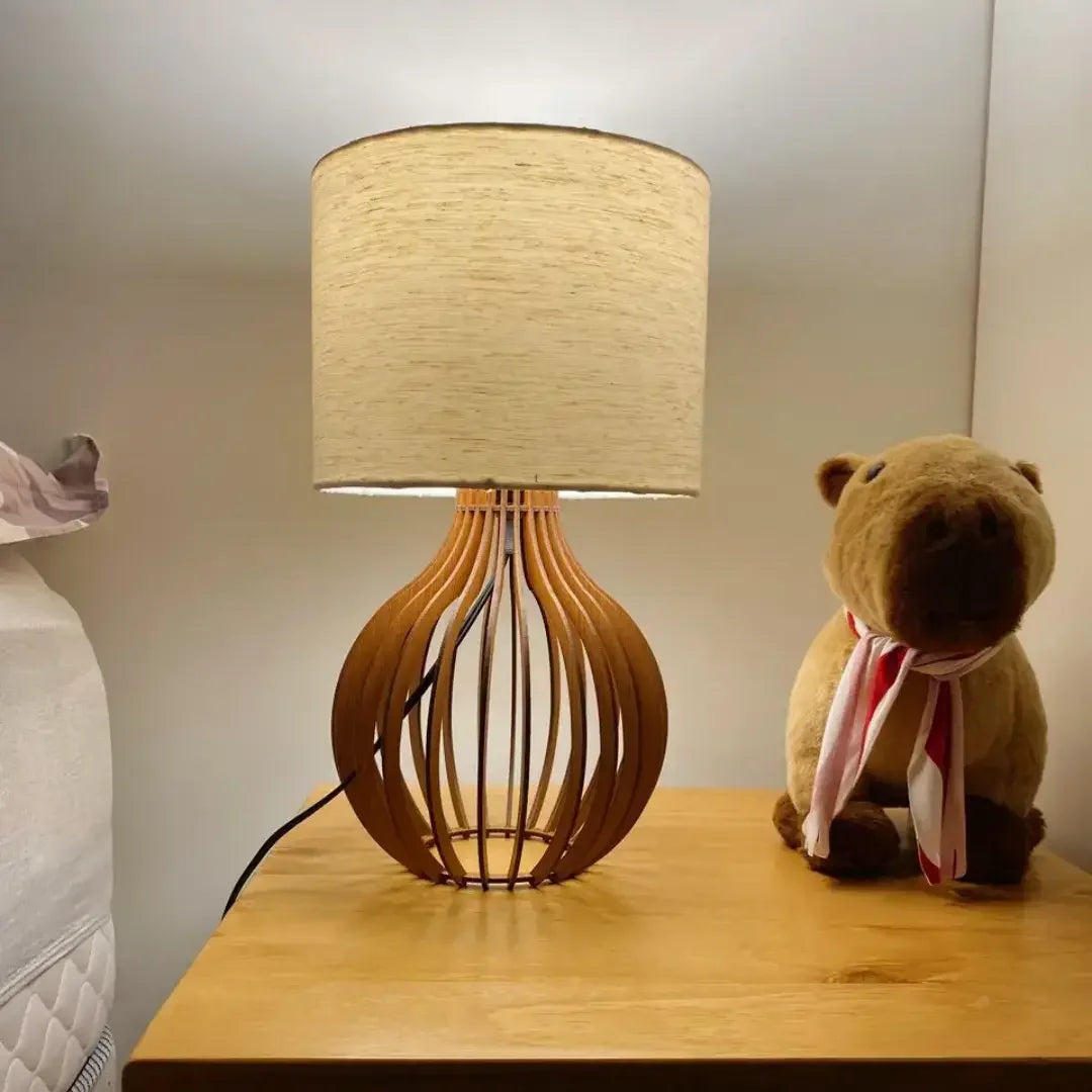 Linen-effect MDF Table Lamp