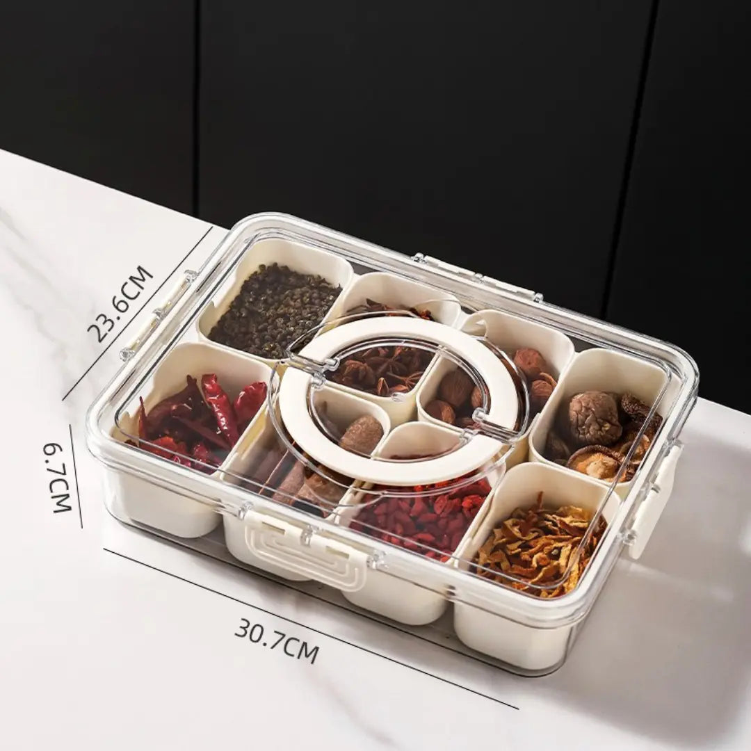 Airtight Acrylic Organiser with 8 Compartments – for Fruit, Vegetables and Food