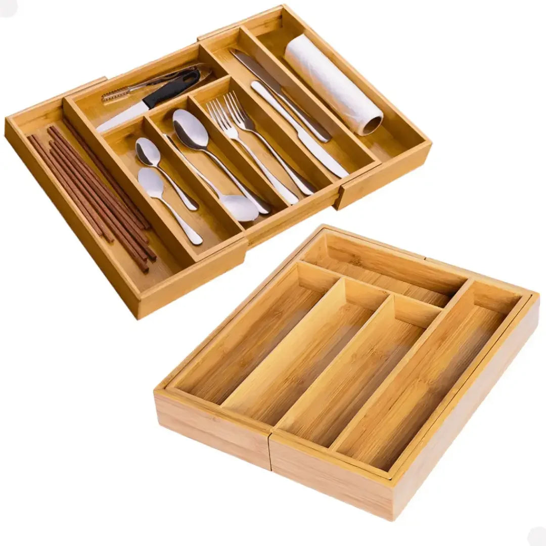 Extendable Bamboo Cutlery Holder