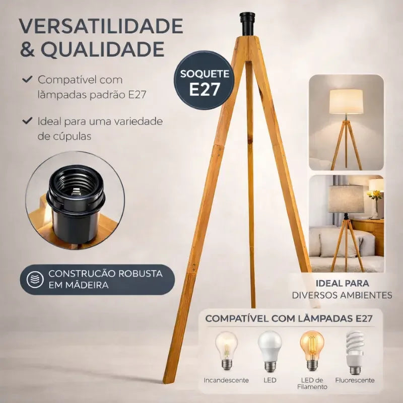 Rustic Floor Lamp with a Linen Shade