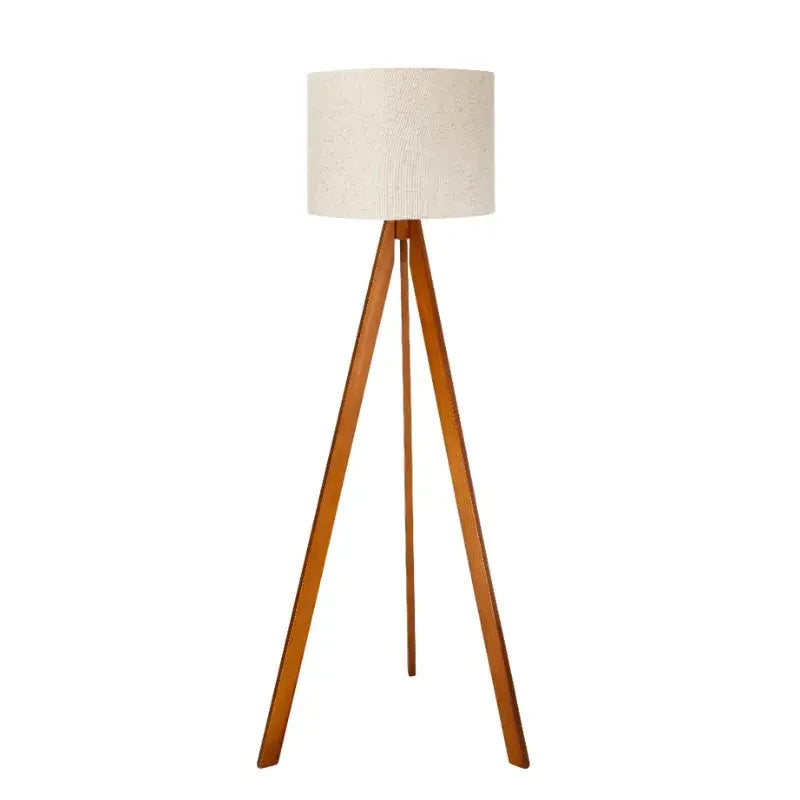 Rustic Floor Lamp with a Linen Shade