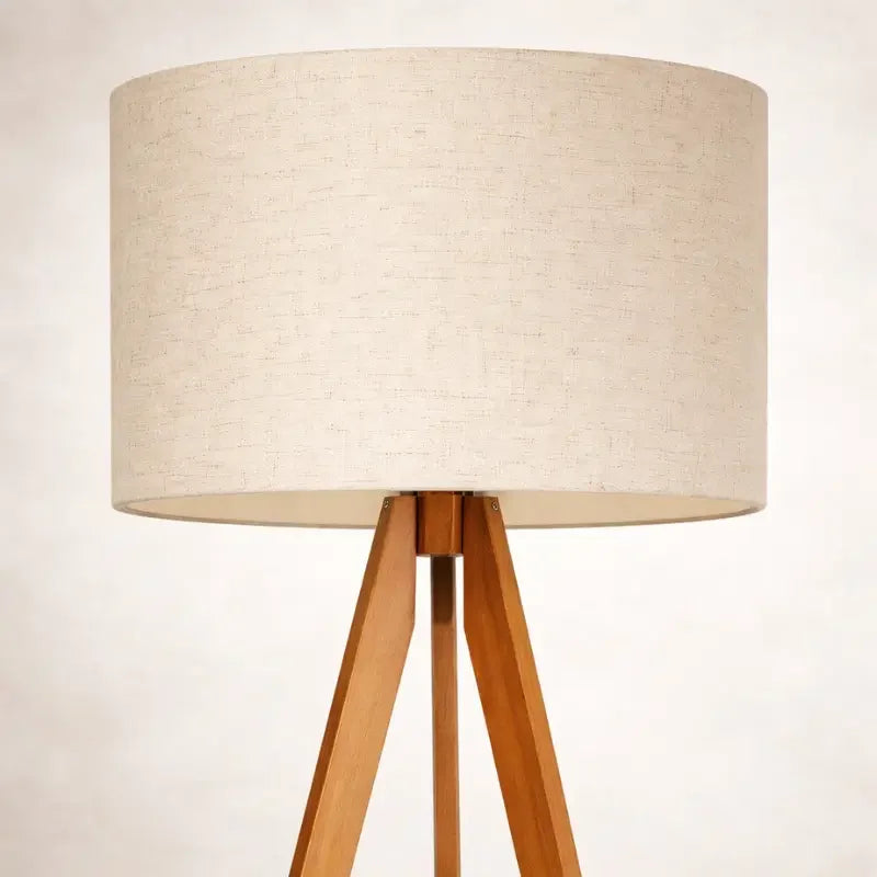 Rustic Floor Lamp with a Linen Shade