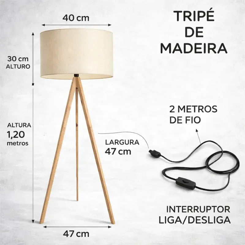 Rustic Floor Lamp with a Linen Shade