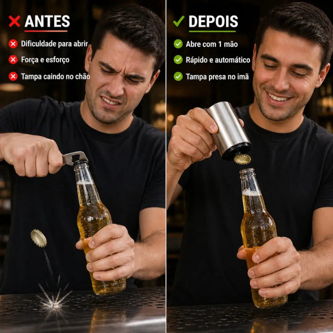 Automatic Bottle Opener with Magnet – Quick and Practical Stainless Steel Magnetic Bottle Opener
