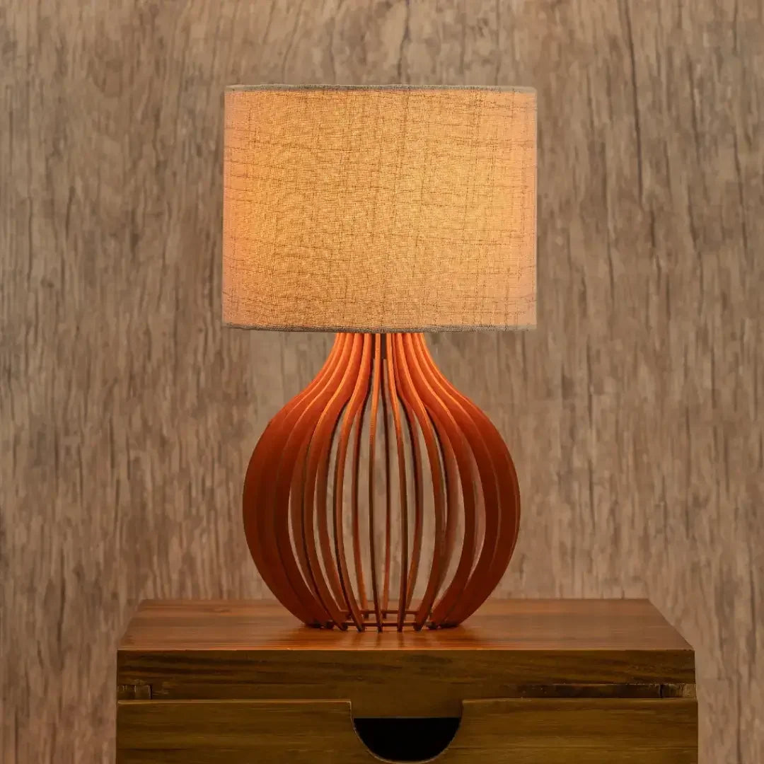 Linen-effect MDF Table Lamp