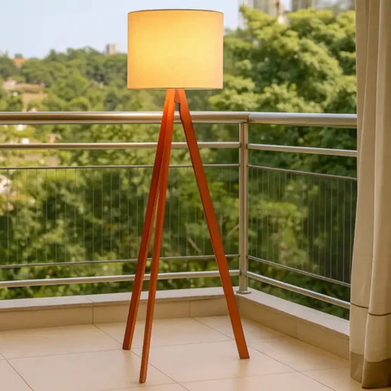 Rustic Floor Lamp with a Linen Shade
