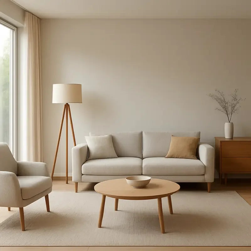 Rustic Floor Lamp with a Linen Shade