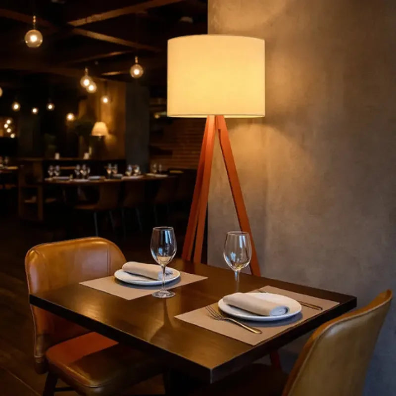Rustic Floor Lamp with a Linen Shade