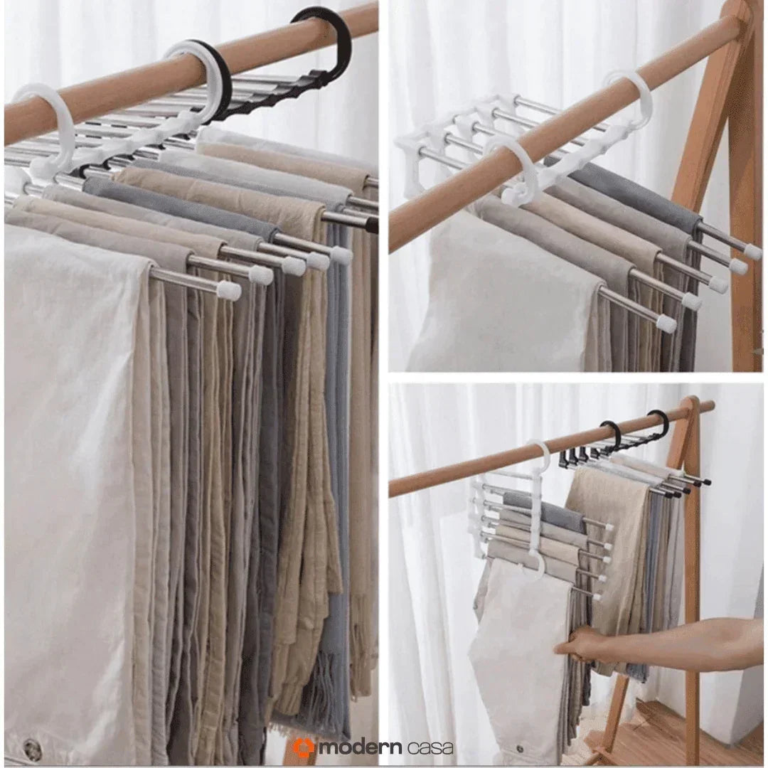 Stainless Steel Trouser Organiser Hanger – 5-in-1 Retractable
