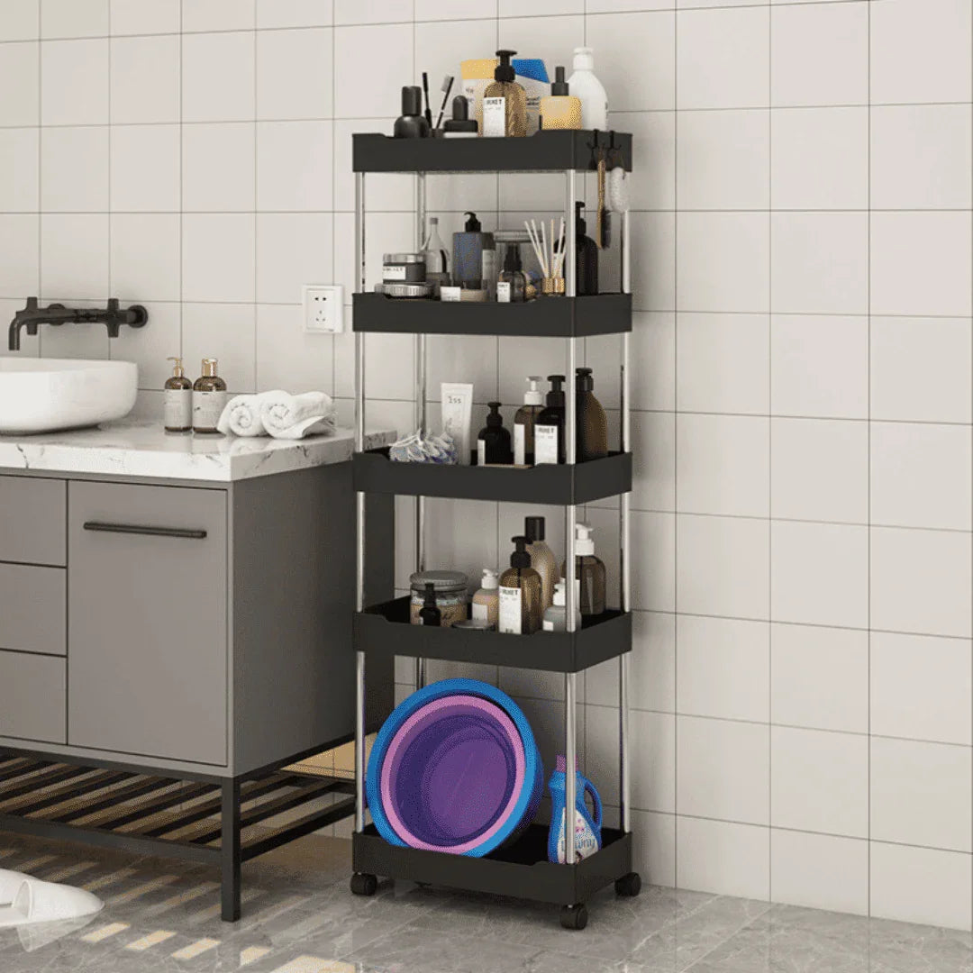 4-Tier Multi-Purpose Organiser Trolley with Wheels
