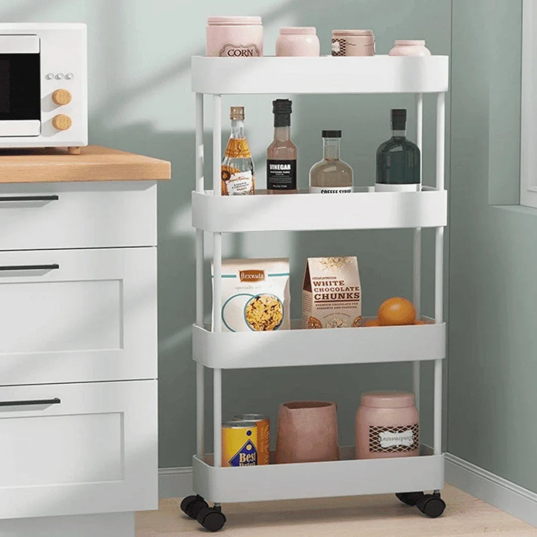 4-Tier Multi-Purpose Organiser Trolley with Wheels
