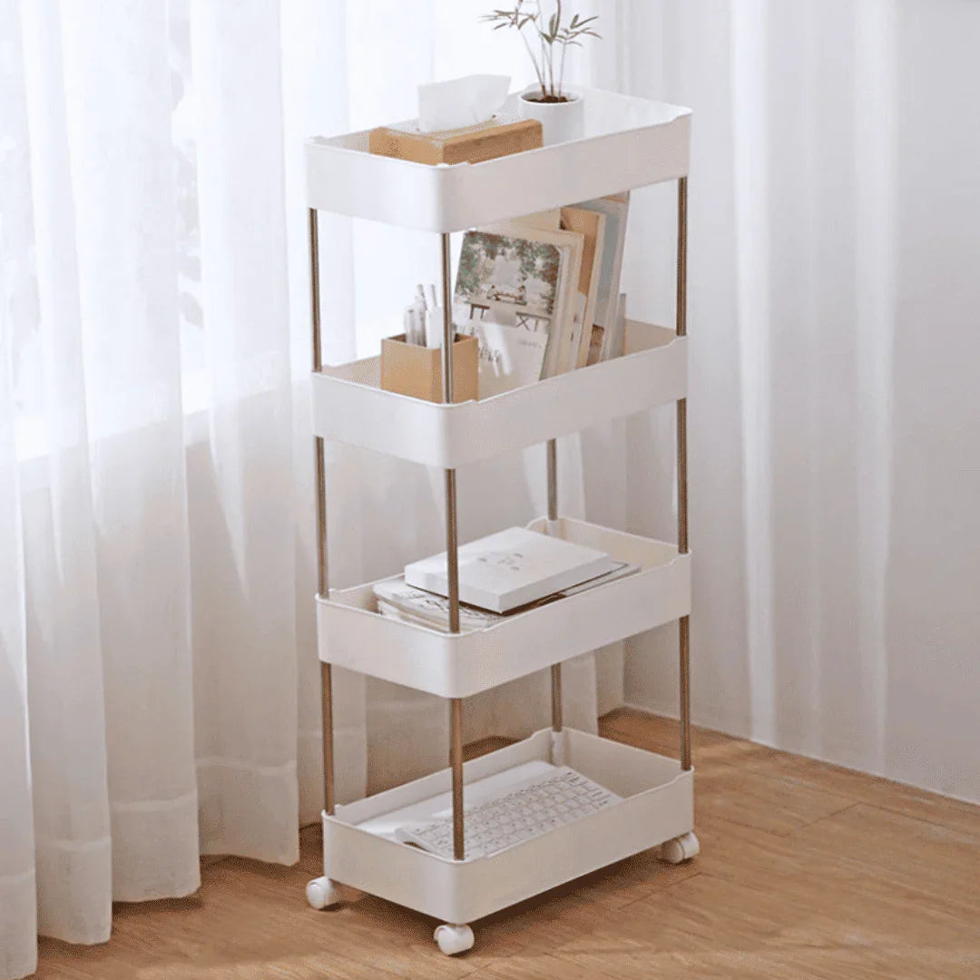 4-Tier Multi-Purpose Organiser Trolley with Wheels