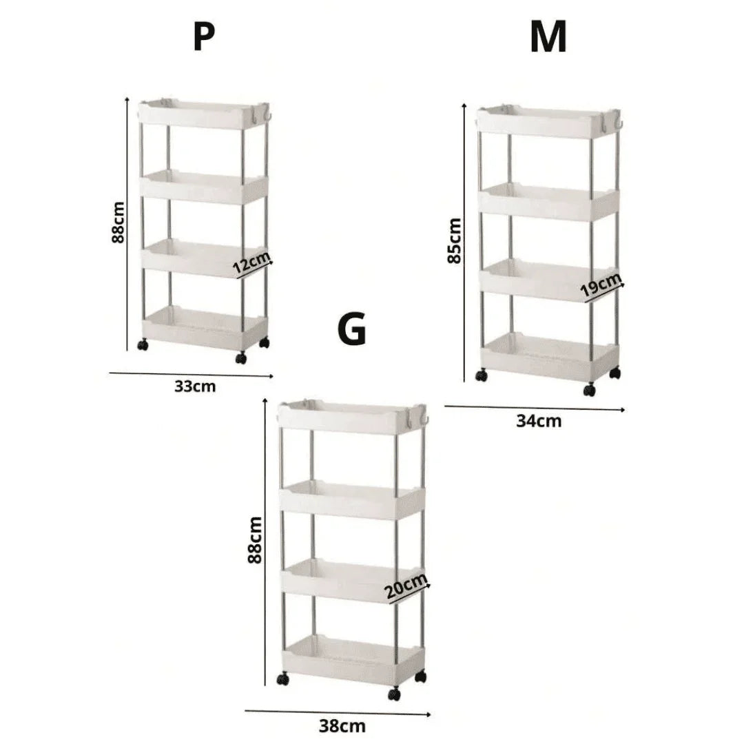 4-Tier Multi-Purpose Organiser Trolley with Wheels