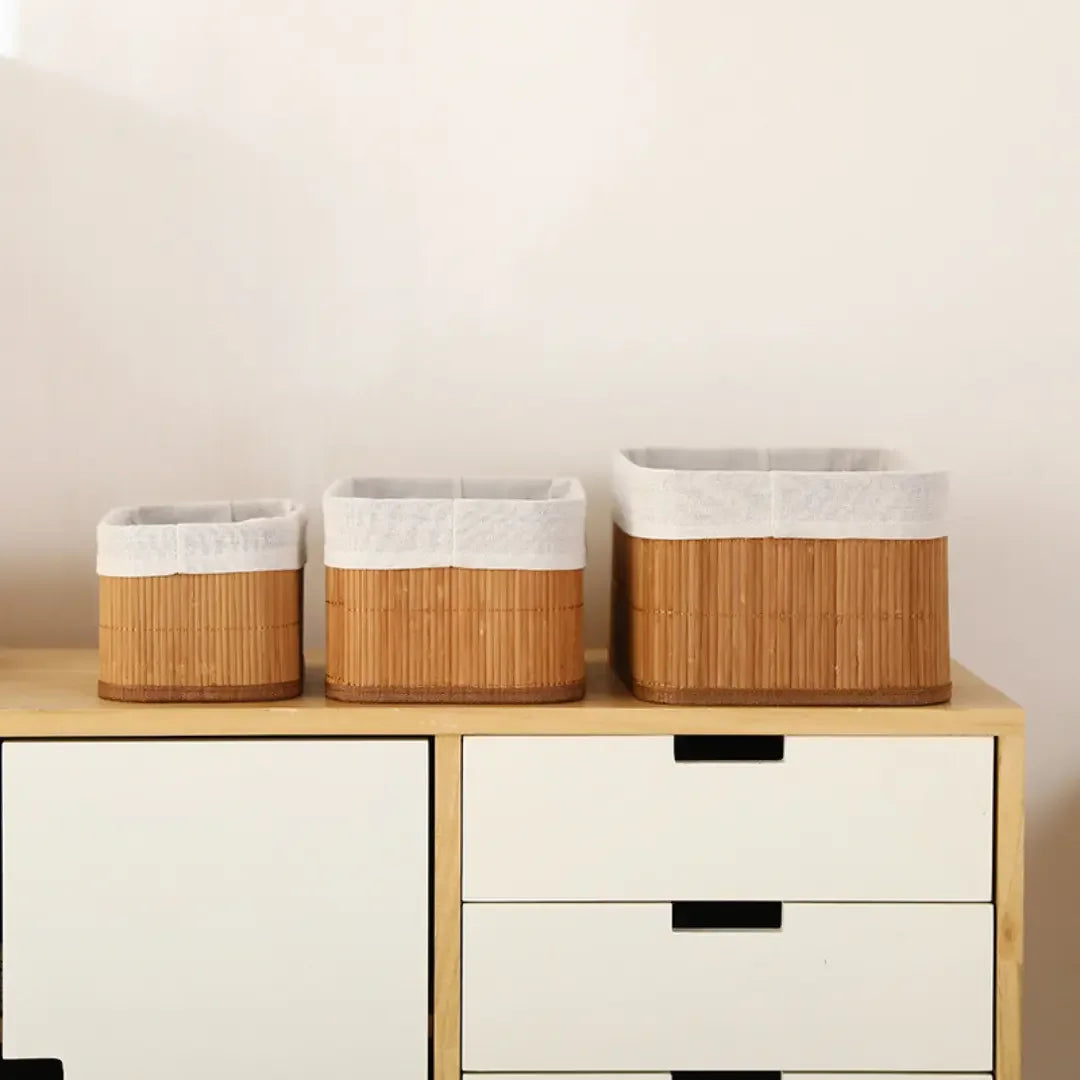 Bamboo Organiser Baskets, Set of 3