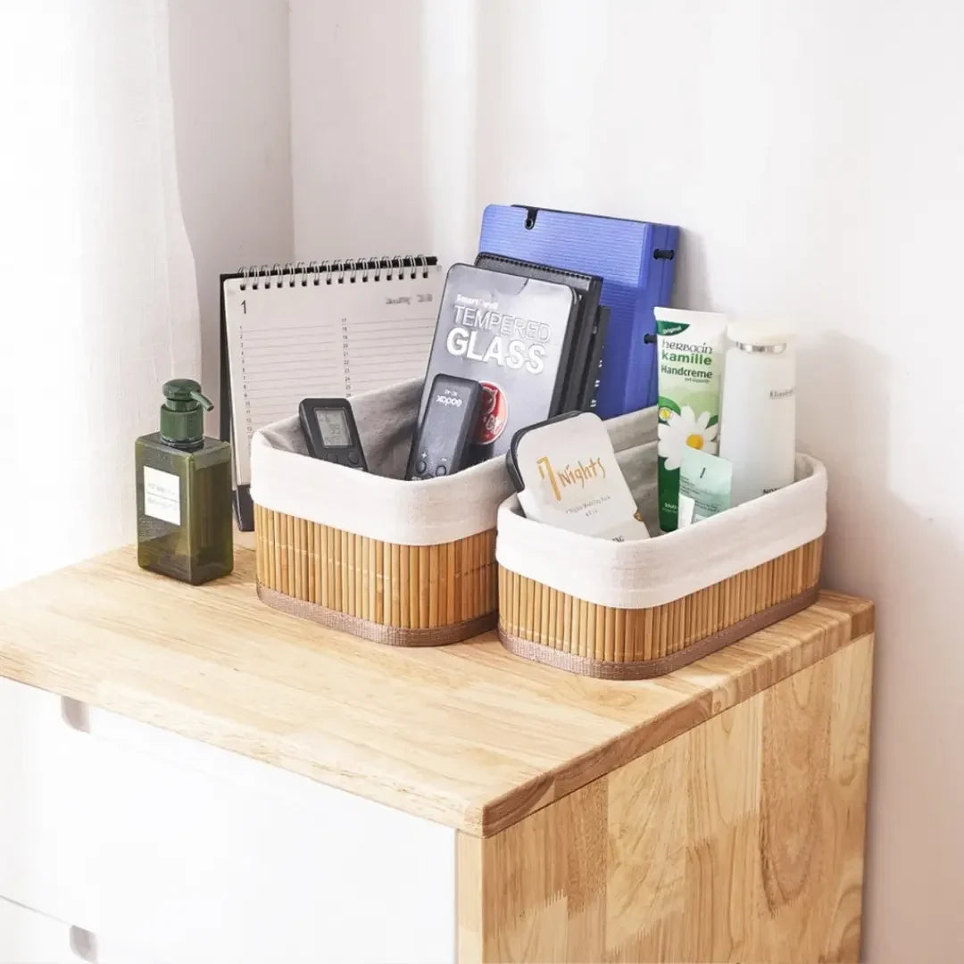 Bamboo Organiser Baskets, Set of 3