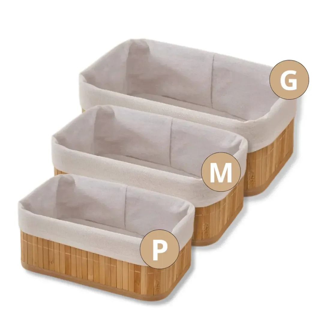 Bamboo Organiser Baskets, Set of 3