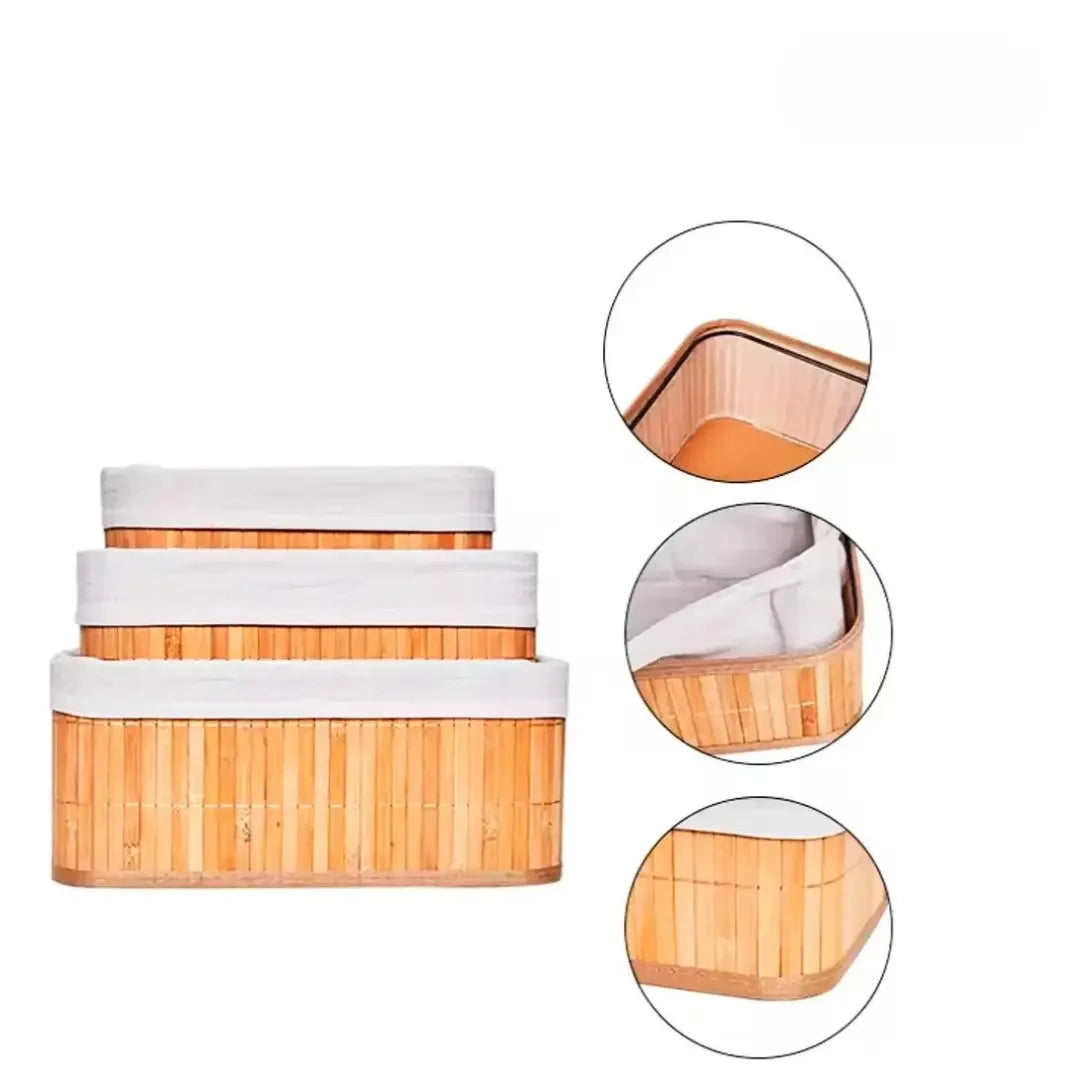 Bamboo Organiser Baskets, Set of 3