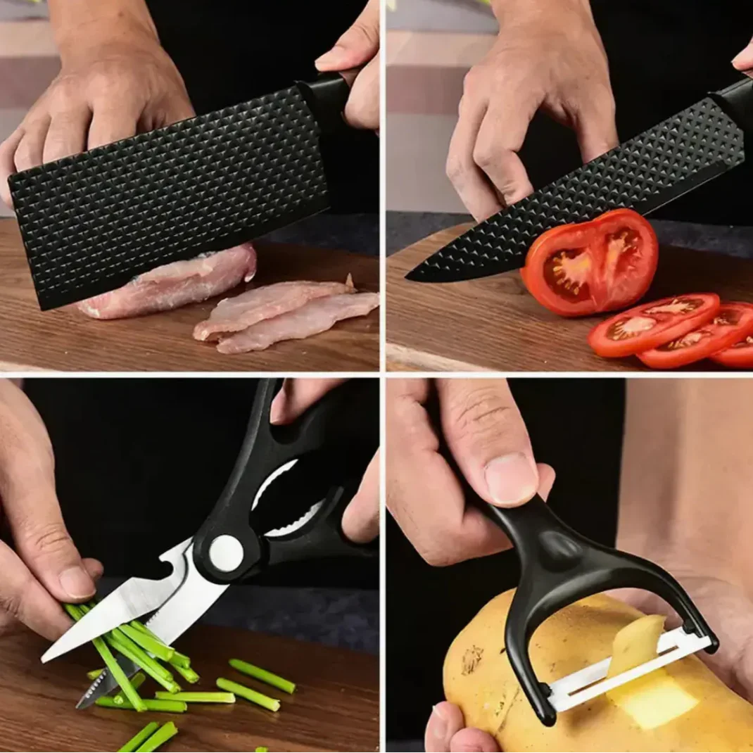 6-Piece Knife Set with Scissors and Peeler