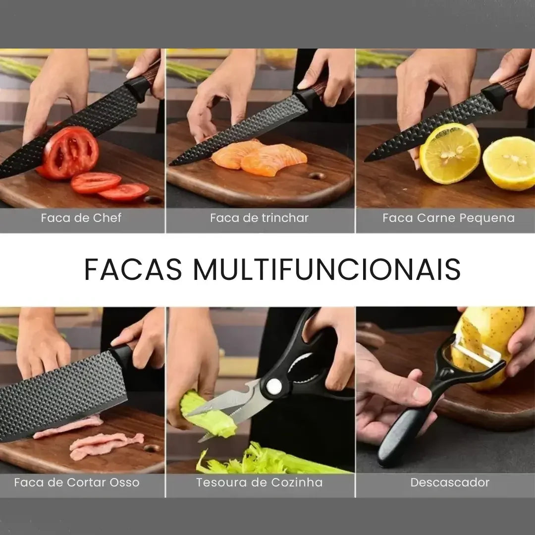6-Piece Knife Set with Scissors and Peeler