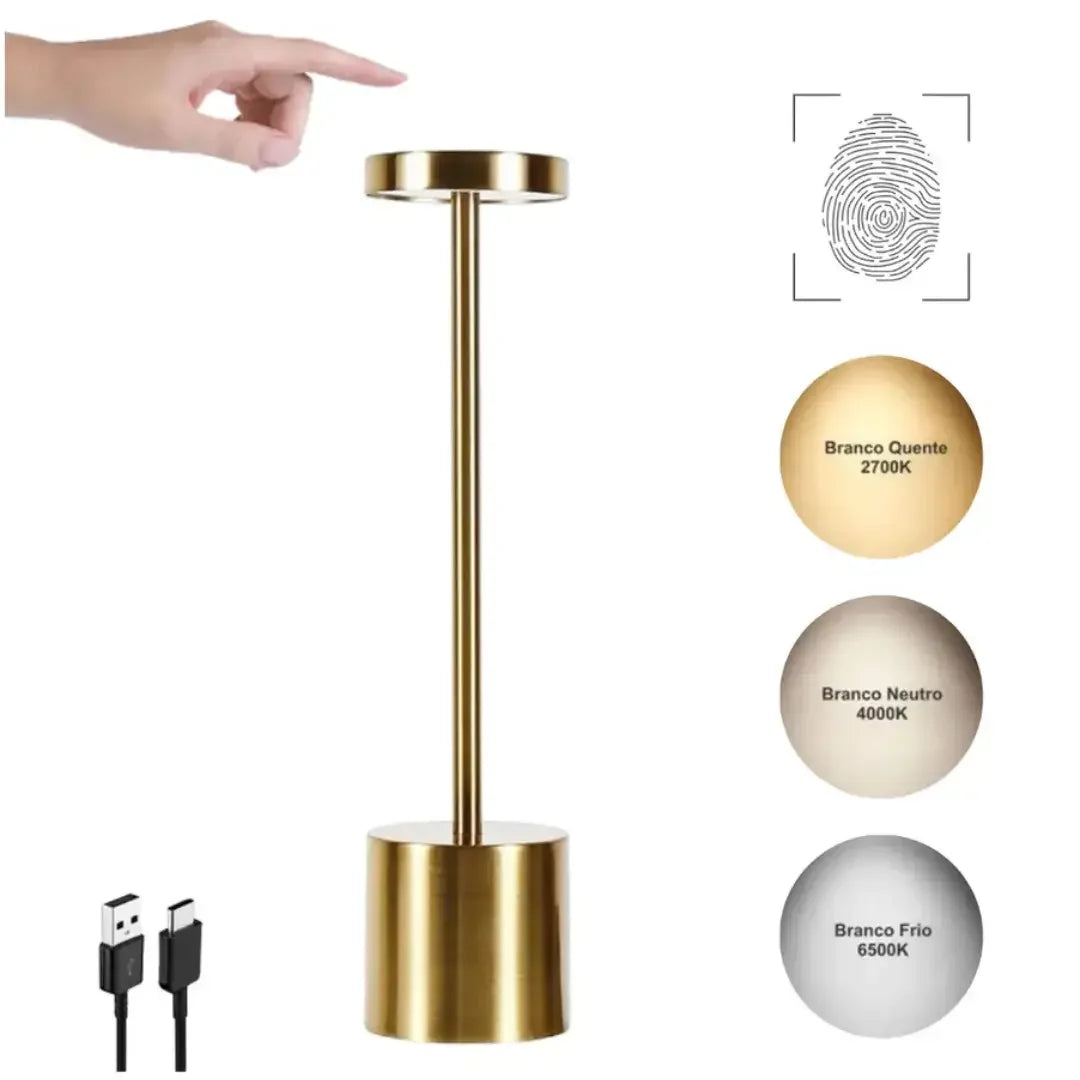 USB-Rechargeable Touch-Controlled LED Table Lamp with 3 Light Settings