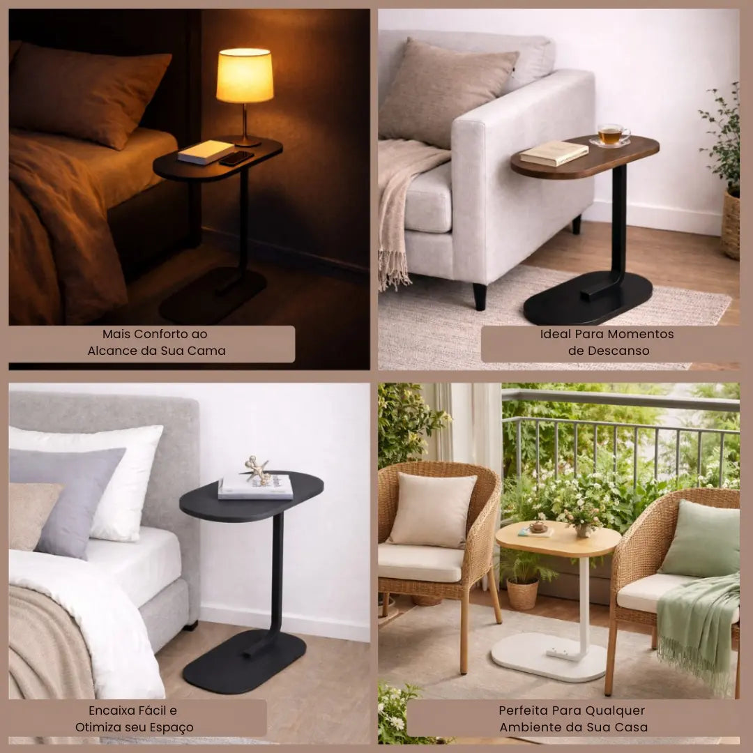 Portable Side Table in Iron and MDF