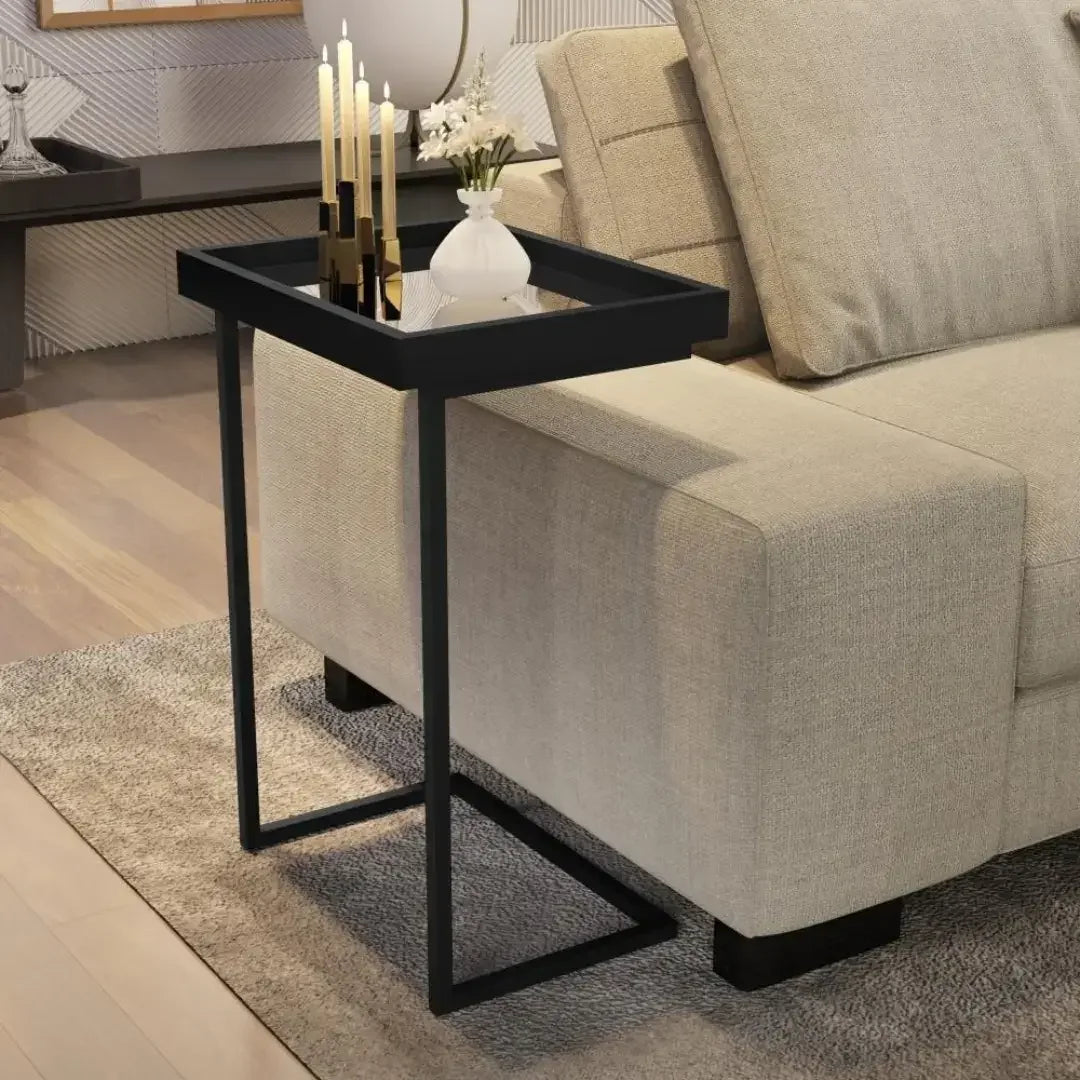 Sofa Side Table with Mirror