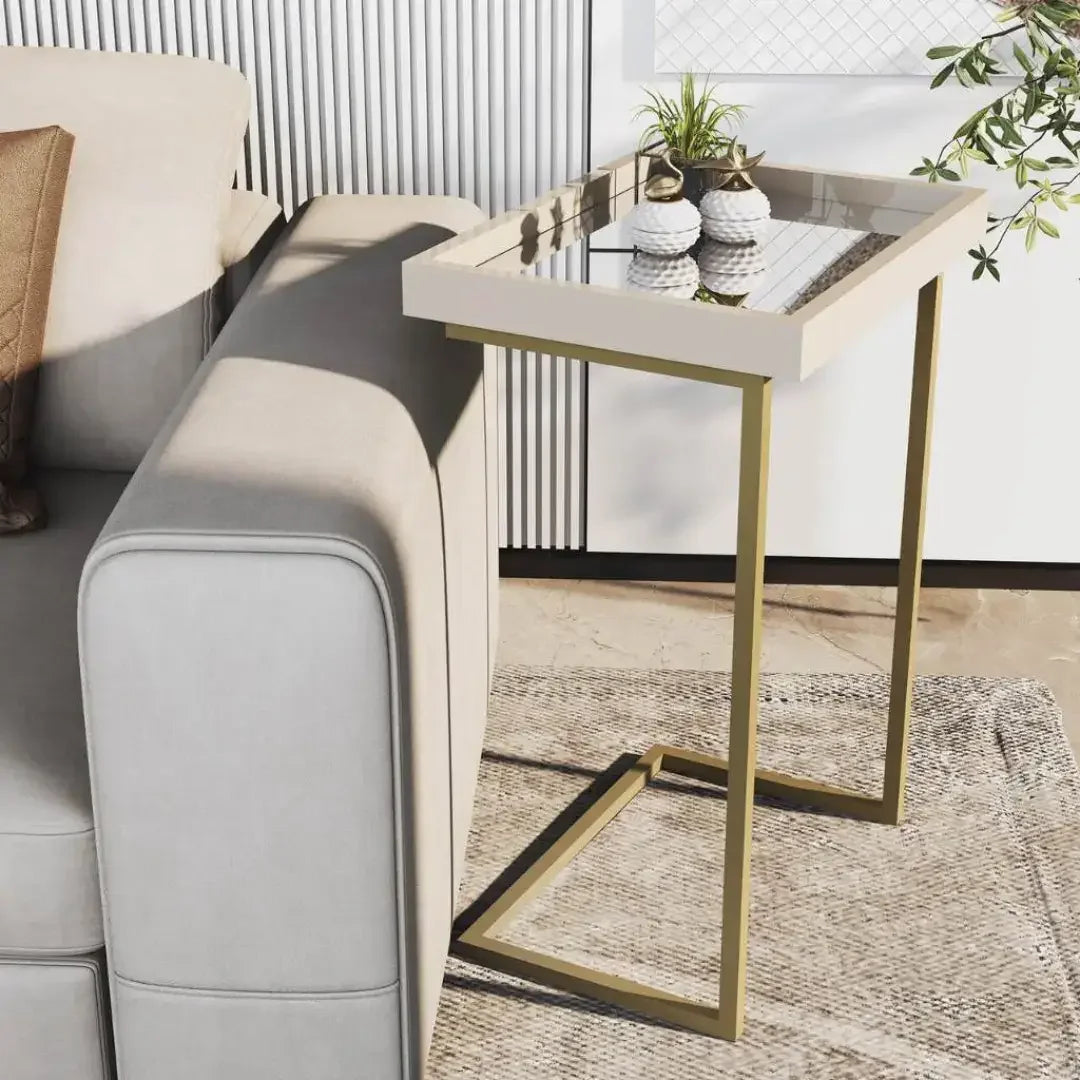 Sofa Side Table with Mirror