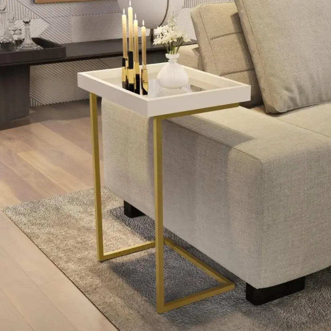 Sofa Side Table with Mirror