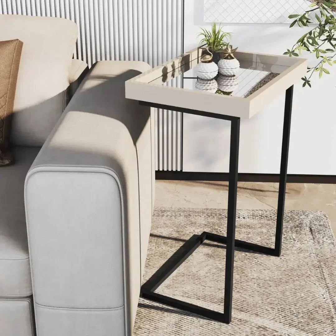 Sofa Side Table with Mirror