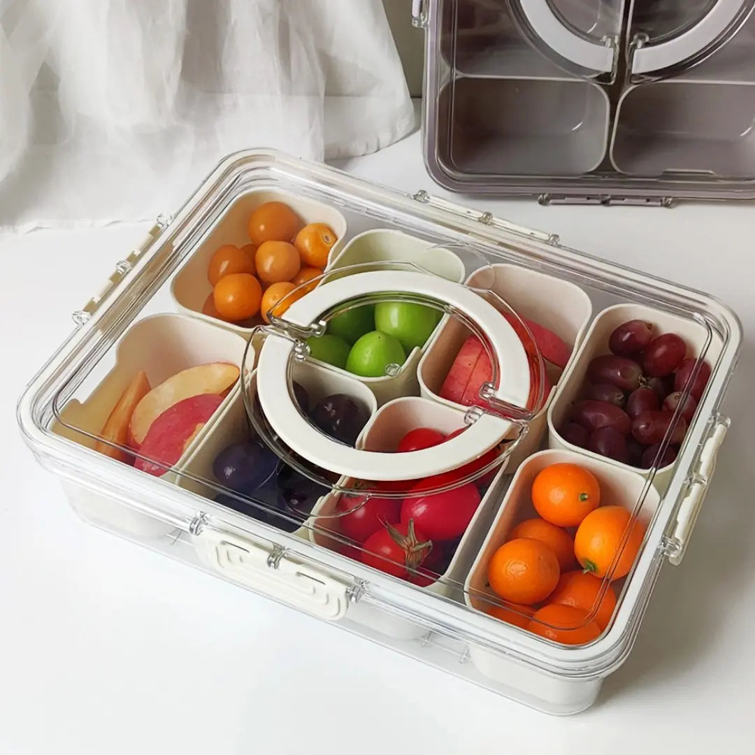 Airtight Acrylic Organiser with 8 Compartments – for Fruit, Vegetables and Food