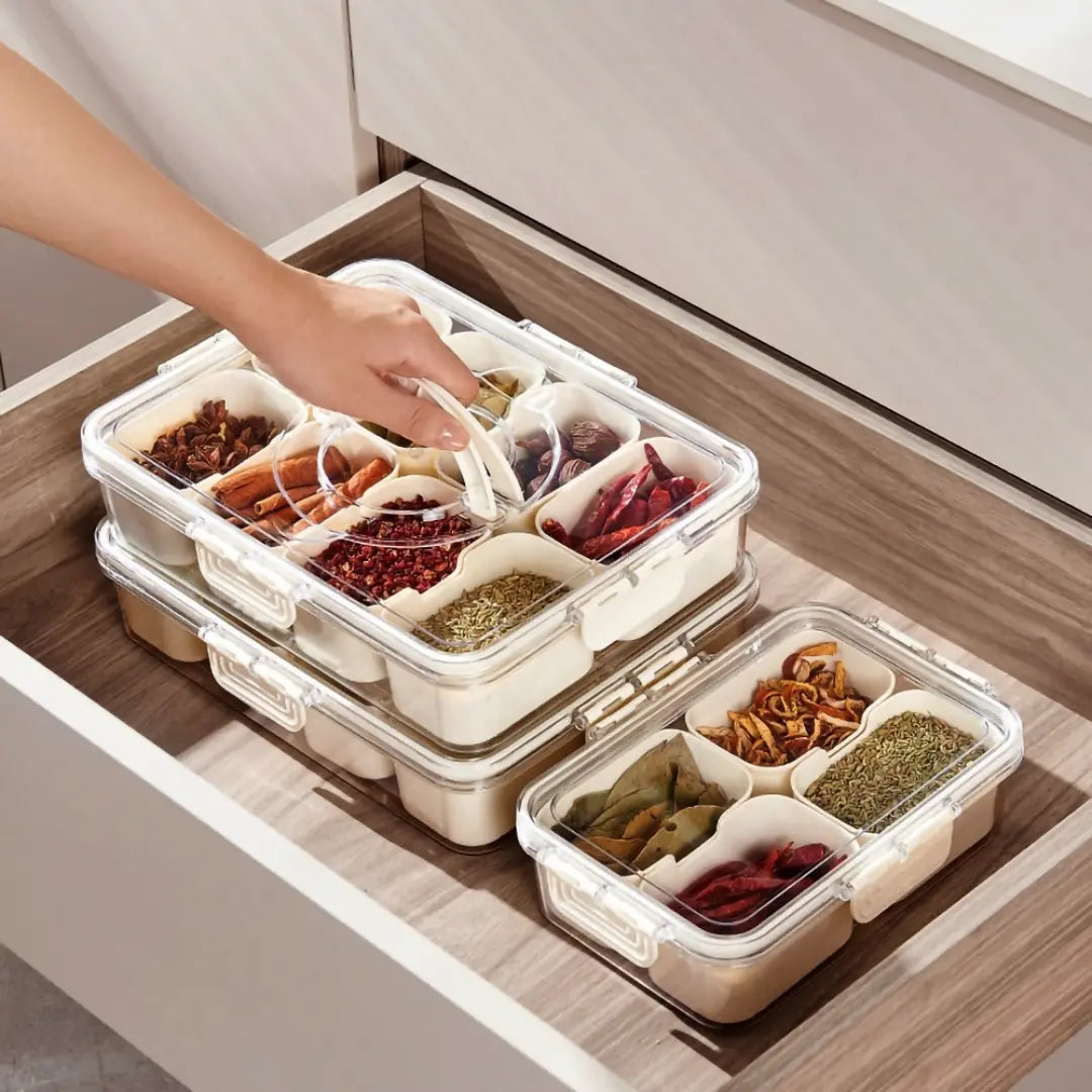 Airtight Acrylic Organiser with 8 Compartments – for Fruit, Vegetables and Food