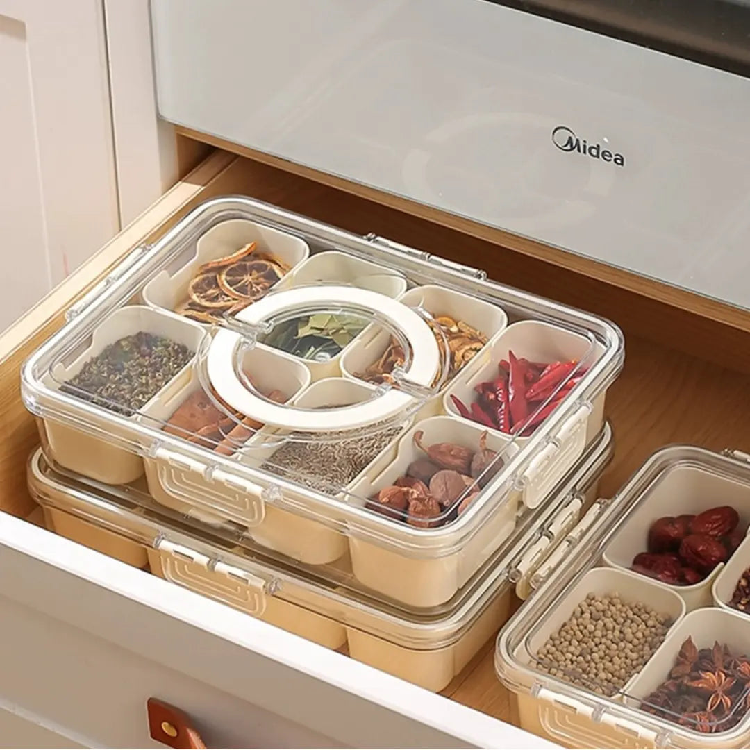 Airtight Acrylic Organiser with 8 Compartments – for Fruit, Vegetables and Food