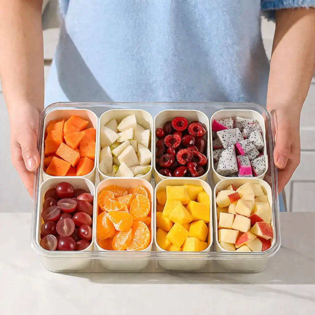 Airtight Acrylic Organiser with 8 Compartments – for Fruit, Vegetables and Food