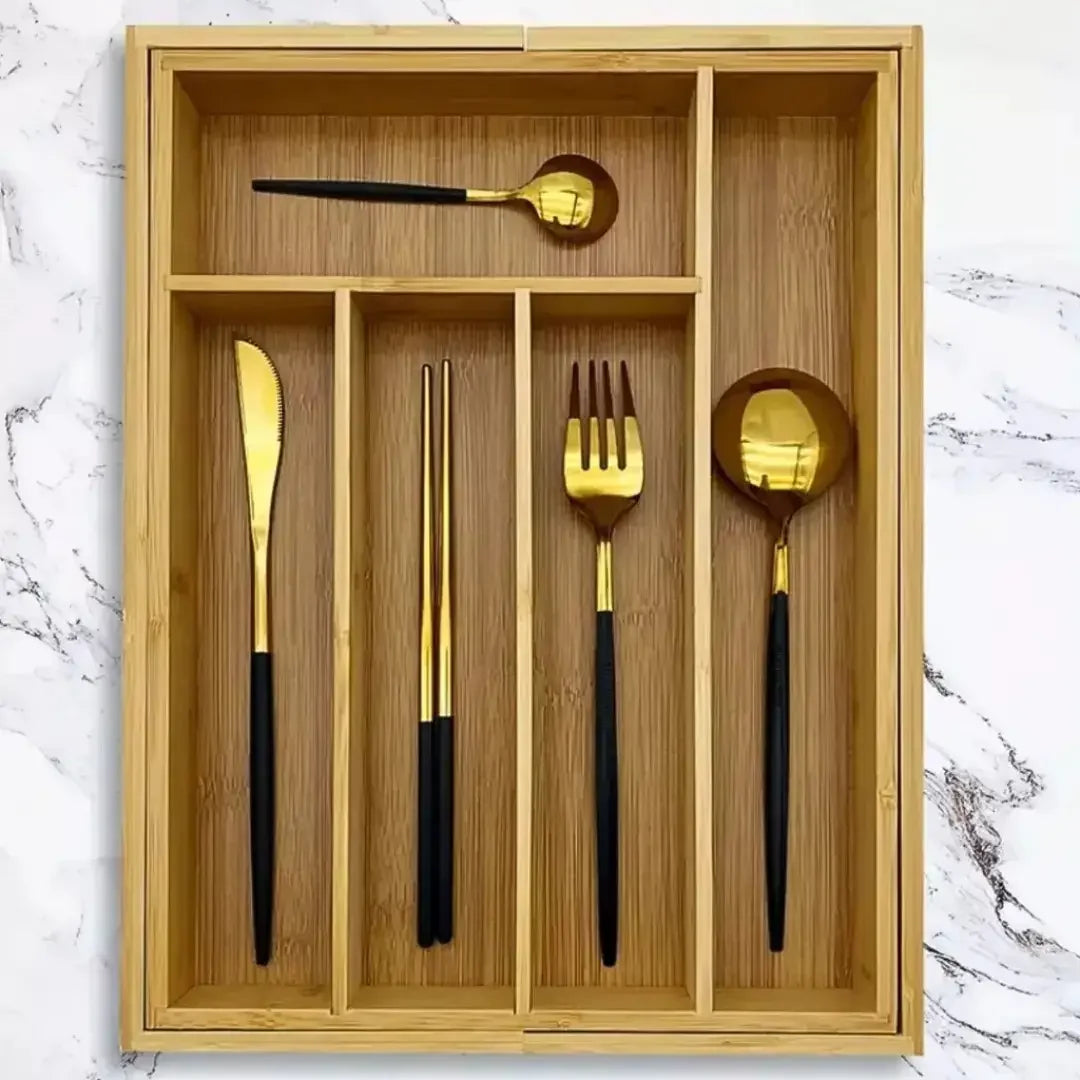 Extendable Bamboo Cutlery Holder