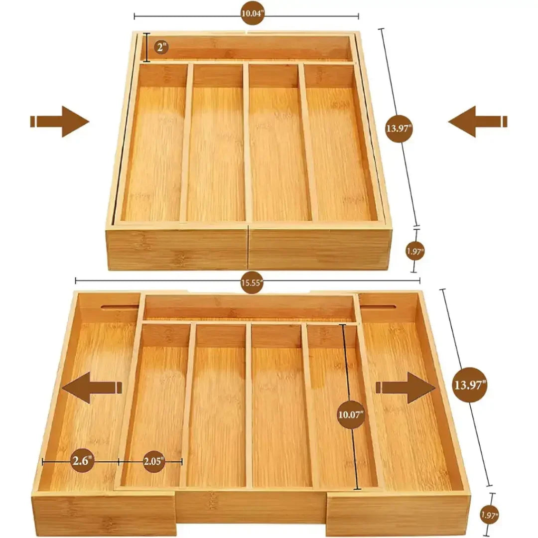 Extendable Bamboo Cutlery Holder