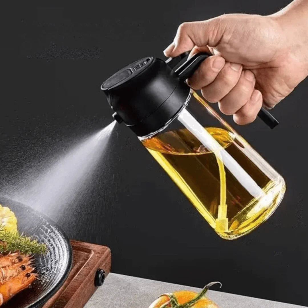 465ml 2-in-1 Glass Olive Oil Spray Bottle – Oil Sprayer for Air Fryers, Salads and Cooking