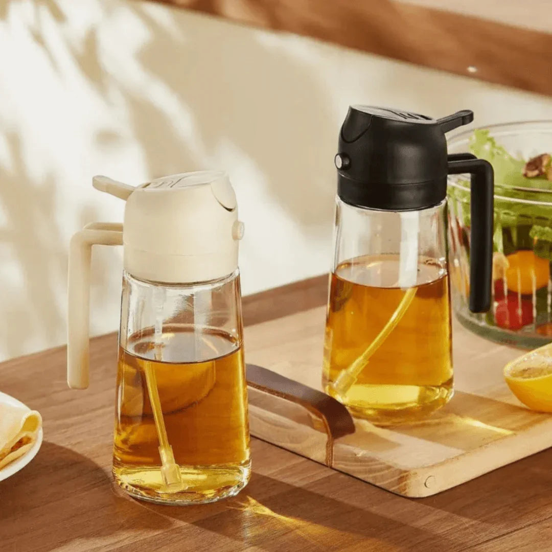 465ml 2-in-1 Glass Olive Oil Spray Bottle – Oil Sprayer for Air Fryers, Salads and Cooking