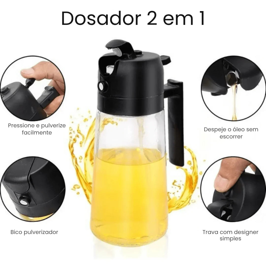465ml 2-in-1 Glass Olive Oil Spray Bottle – Oil Sprayer for Air Fryers, Salads and Cooking