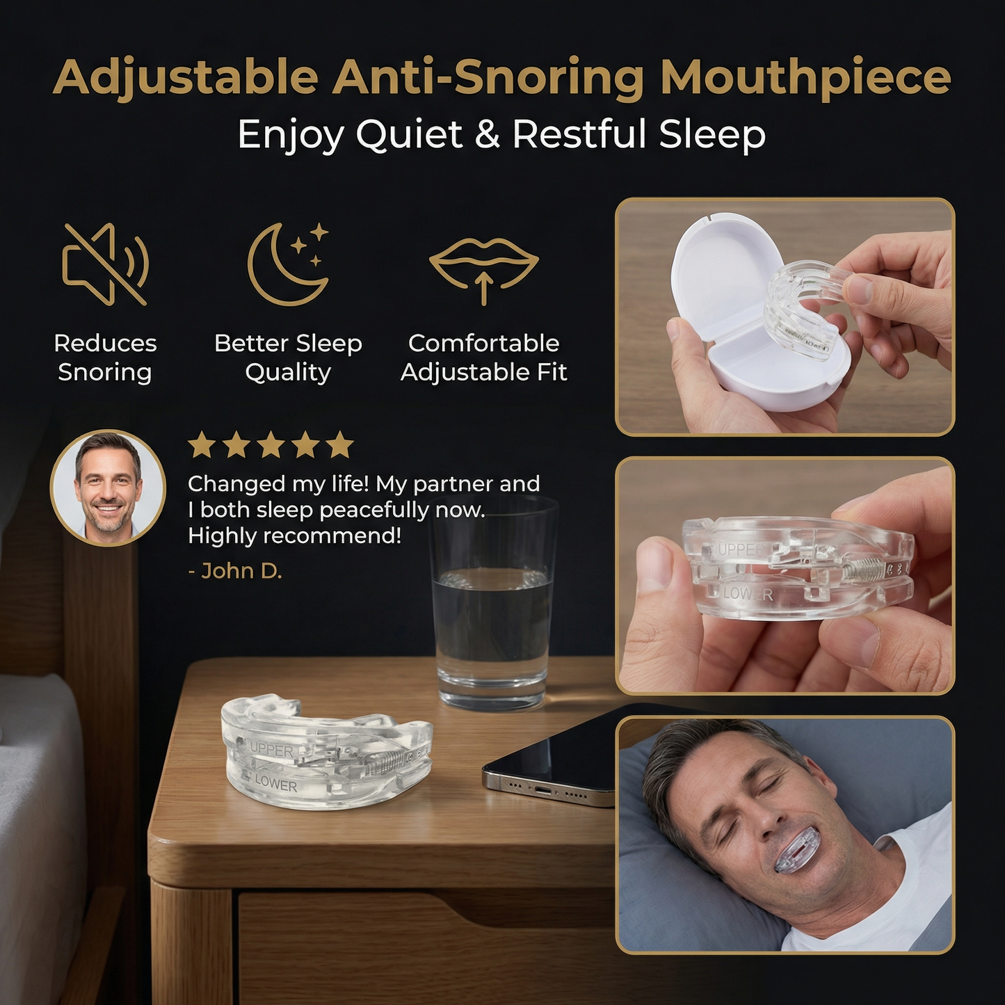 Adjustable Anti-Snoring Mouthpiece | Enjoy Quiet & Restful Sleep